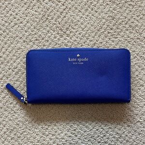 kate spade Cobalt Blue Zip-Around Leather Wallet